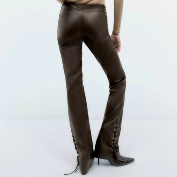 NWT Lace-Up Faux Leather Pants - Picture 3 of 10